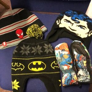 Super Hero winter Hat and mitten Bundle